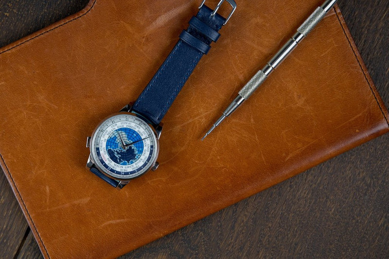 Loja de Relógios Monocromáticos | Smooth Calf Skin Watch Strap - Azul