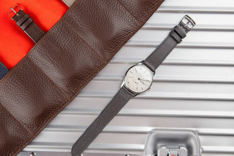 Loja de Relógios Monocromáticos | Smooth Calf Skin Watch Strap - Grey